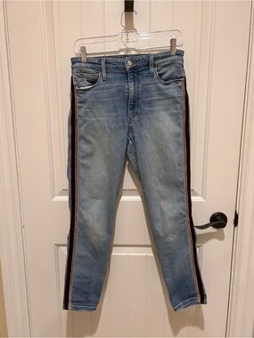 Joe's Jeans Light Blue Skinny Jeans with Burgundy Side Stripe